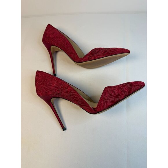 Imagine Vince Camuto Ossie Women Size 7 Slate Red Wine Pleated Fabric Stiletto - Picture 7 of 14